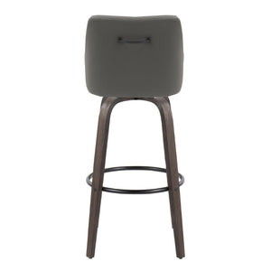 English Elm 30Fixed-Height Swivel Barstools Bentwood Legs PU Seat Black Footrest Ring Set of 2 Gray B202S02289