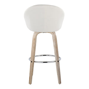 English Elm Highback Swivel Barstool Set of 2 with Bent Wood Legs and Upholstered Seat for Bar Cream White Washed B202S02292