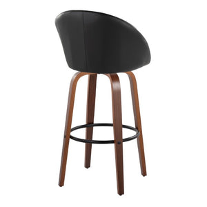 English Elm Highback Swivel Barstool Set of 2 with Walnut Bentwood Legs and PU Leather Seat Black Walnut / Black Metal B202S02294