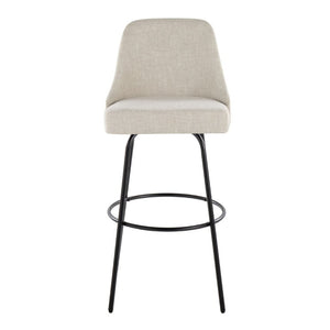 English Elm 30 Inch Swivel Barstools Set of 2 Upholstered Brass Nailhead Counter Seating Cream B202S02301