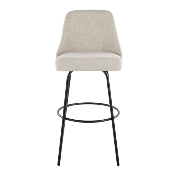 English Elm 30 Inch Swivel Barstools Set of 2 Upholstered Brass Nailhead Counter Seating Cream B202S02301