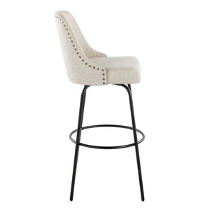 English Elm 30 Inch Swivel Barstools Set of 2 Upholstered Brass Nailhead Counter Seating Cream B202S02301