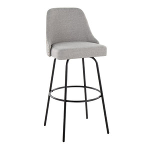 English Elm 30 Inch Swivel Barstools Set of 2 Upholstered Brass Nailhead Counter Seating Gray B202S02302