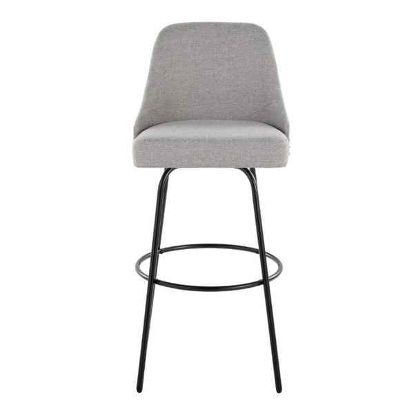 English Elm 30 Inch Swivel Barstools Set of 2 Upholstered Brass Nailhead Counter Seating Gray B202S02302