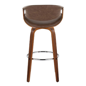 English Elm 30 Inch Swivel Barstools Set of 2 Mid Century Walnut Bentwood Legs Chrome Footrest B202S02307
