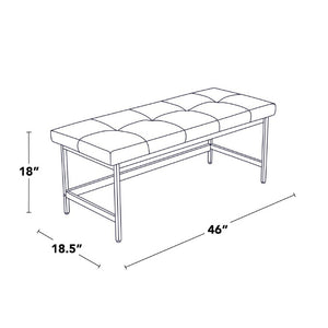 English Elm Bench with Padded Grey Faux Leather Seat and Powder Coated Black Metal Frame B202S02309