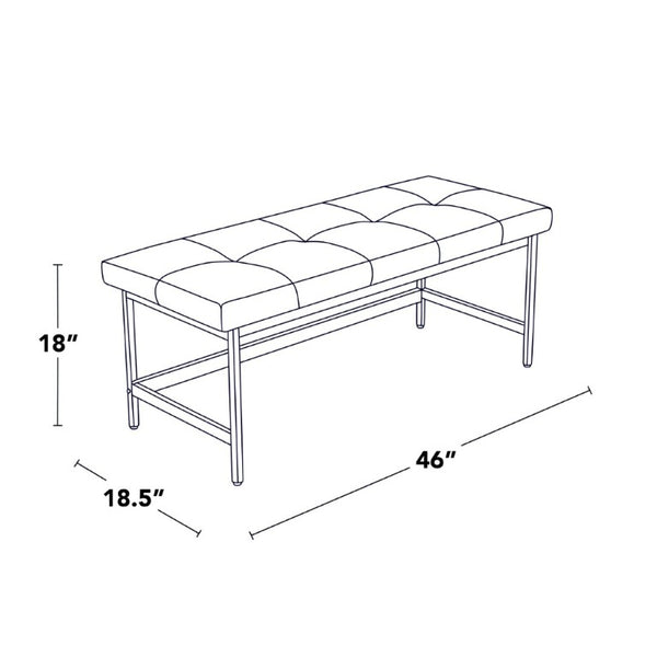 English Elm Bench with Padded Grey Faux Leather Seat and Powder Coated Black Metal Frame B202S02309