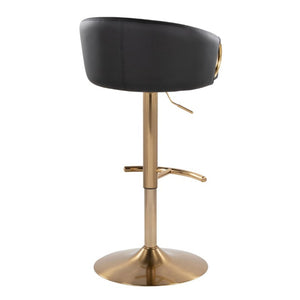 English Elm Contemporary Gold Metal Swivel Barstools with PU Leather Seat and Footrest Set of 2 Black B202S02311