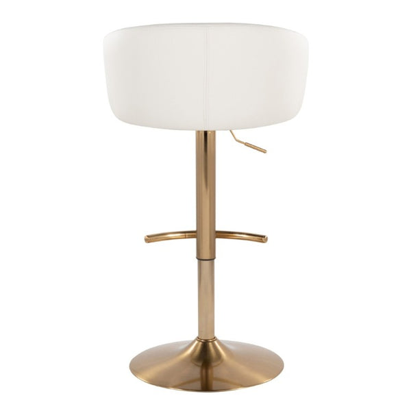 English Elm Contemporary Gold Metal Swivel Barstools with PU Leather Seat and Footrest Set of 2 White B202S02312