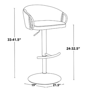 English Elm Contemporary Swivel Barstools with PU Leather Gold Accents and Adjustable Height Set of 2 Black B202S02313