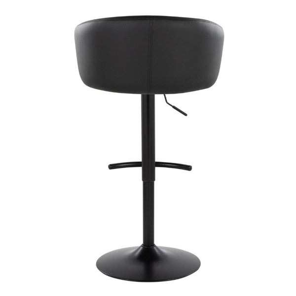 English Elm Contemporary Swivel Barstools with PU Leather Gold Accents and Adjustable Height Set of 2 Black B202S02313