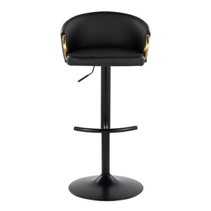 English Elm Contemporary Swivel Barstools with PU Leather Gold Accents and Adjustable Height Set of 2 Black B202S02313