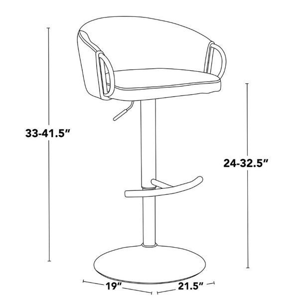 English Elm Contemporary Swivel Barstools with PU Leather Gold Accents and Adjustable Height Set of 2 White B202S02314