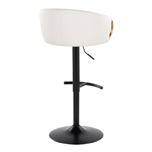 English Elm Contemporary Swivel Barstools with PU Leather Gold Accents and Adjustable Height Set of 2 White B202S02314