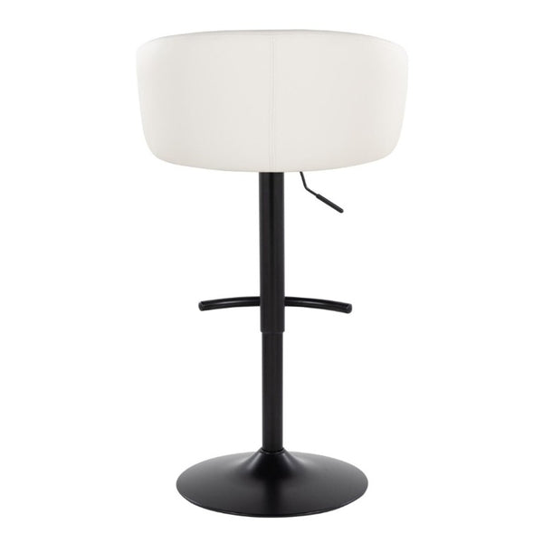 English Elm Contemporary Swivel Barstools with PU Leather Gold Accents and Adjustable Height Set of 2 White B202S02314