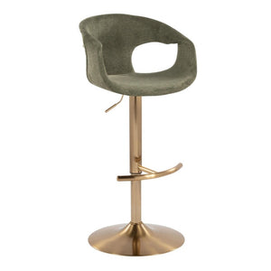 English Elm Contemporary Adjustable Swivel Barstools Sage Green Upholstered Gold Base Set of 2 B202S02315