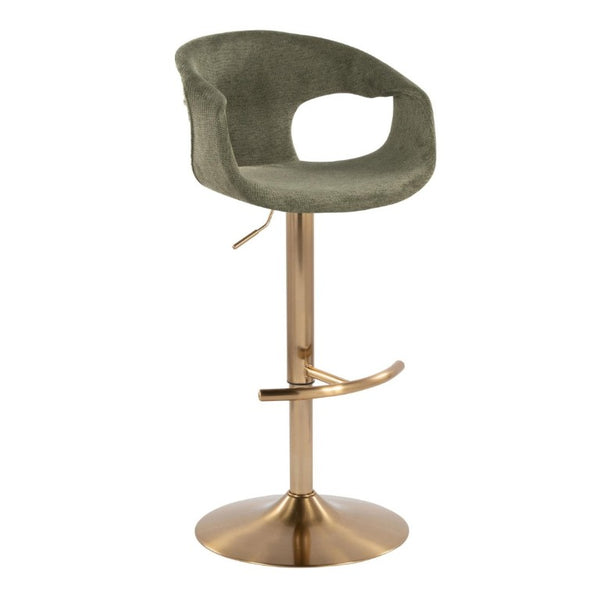 English Elm Contemporary Adjustable Swivel Barstools Sage Green Upholstered Gold Base Set of 2 B202S02315