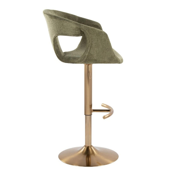 English Elm Contemporary Adjustable Swivel Barstools Sage Green Upholstered Gold Base Set of 2 B202S02315