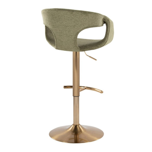 English Elm Contemporary Adjustable Swivel Barstools Sage Green Upholstered Gold Base Set of 2 B202S02315