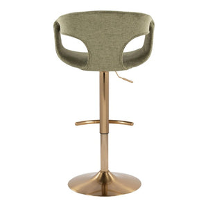 English Elm Contemporary Adjustable Swivel Barstools Sage Green Upholstered Gold Base Set of 2 B202S02315