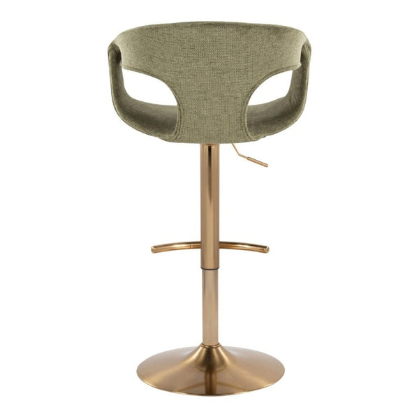 English Elm Contemporary Adjustable Swivel Barstools Sage Green Upholstered Gold Base Set of 2 B202S02315