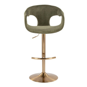 English Elm Contemporary Adjustable Swivel Barstools Sage Green Upholstered Gold Base Set of 2 B202S02315
