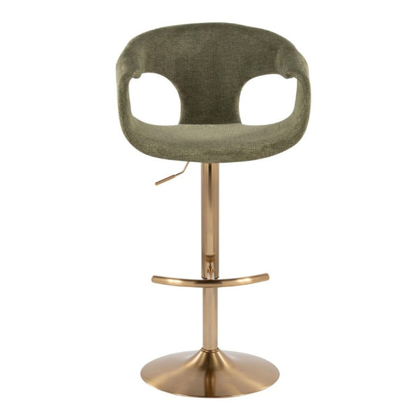 English Elm Contemporary Adjustable Swivel Barstools Sage Green Upholstered Gold Base Set of 2 B202S02315