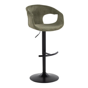English Elm Contemporary Mid-Century Swivel Barstools with Green Upholstery and Matte Black Base Set of 2 B202S02316