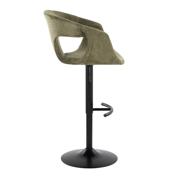 English Elm Contemporary Mid-Century Swivel Barstools with Green Upholstery and Matte Black Base Set of 2 B202S02316