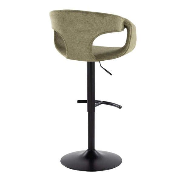 English Elm Contemporary Mid-Century Swivel Barstools with Green Upholstery and Matte Black Base Set of 2 B202S02316