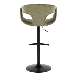 English Elm Contemporary Mid-Century Swivel Barstools with Green Upholstery and Matte Black Base Set of 2 B202S02316