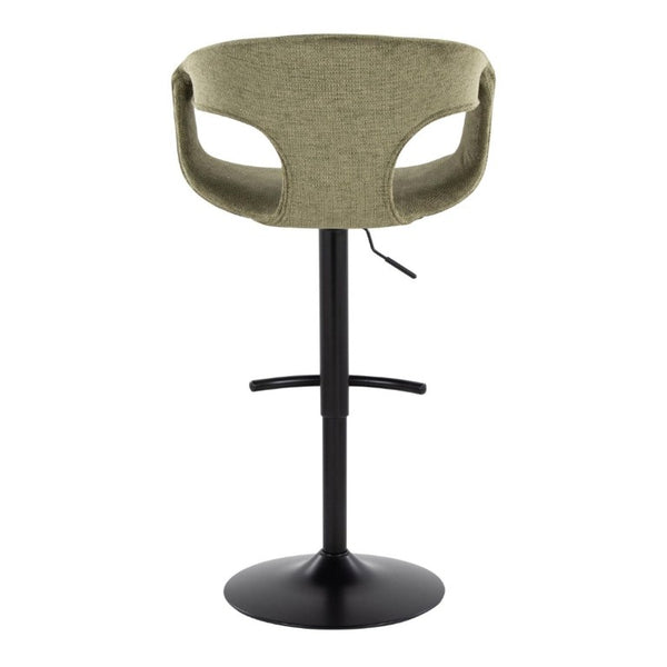 English Elm Contemporary Mid-Century Swivel Barstools with Green Upholstery and Matte Black Base Set of 2 B202S02316