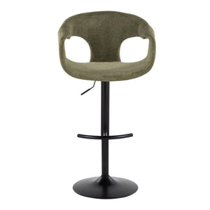 English Elm Contemporary Mid-Century Swivel Barstools with Green Upholstery and Matte Black Base Set of 2 B202S02316