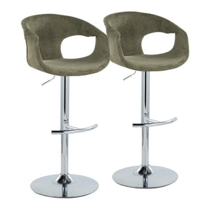 English Elm Contemporary Sage Green Fabric Swivel Barstools with Polished Chrome Base Set of 2 B202S02317