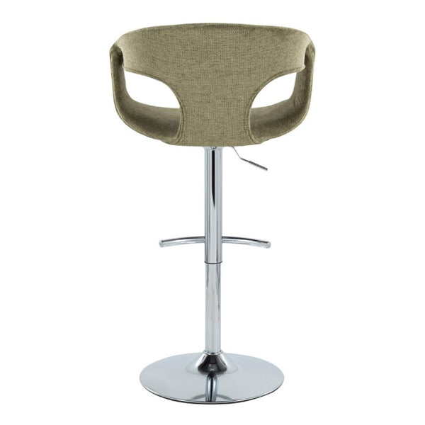 English Elm Contemporary Sage Green Fabric Swivel Barstools with Polished Chrome Base Set of 2 B202S02317