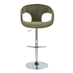 English Elm Contemporary Sage Green Fabric Swivel Barstools with Polished Chrome Base Set of 2 B202S02317