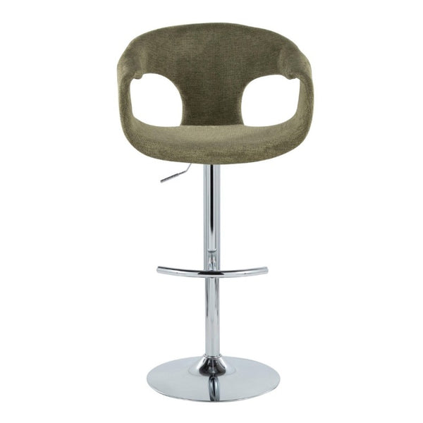 English Elm Contemporary Sage Green Fabric Swivel Barstools with Polished Chrome Base Set of 2 B202S02317