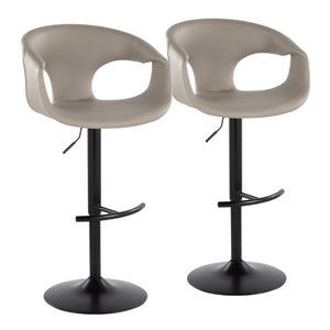 English Elm Contemporary Swivel Barstools with Grey PU Leather Seat and Black Metal Frame Set of 2 B202S02318