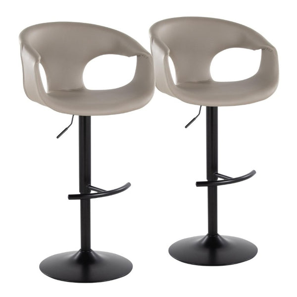 English Elm Contemporary Swivel Barstools with Grey PU Leather Seat and Black Metal Frame Set of 2 B202S02318