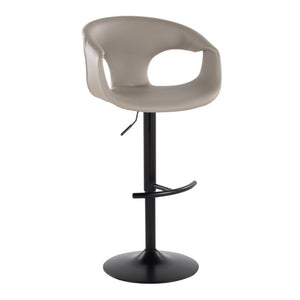 English Elm Contemporary Swivel Barstools with Grey PU Leather Seat and Black Metal Frame Set of 2 B202S02318