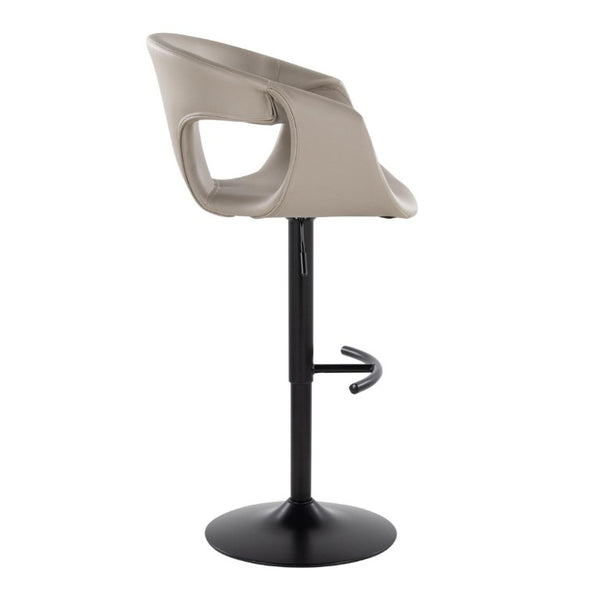 English Elm Contemporary Swivel Barstools with Grey PU Leather Seat and Black Metal Frame Set of 2 B202S02318