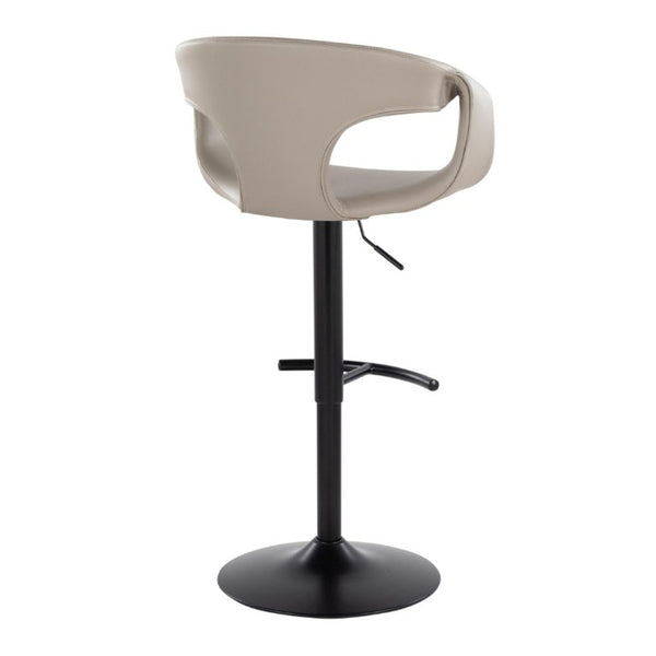 English Elm Contemporary Swivel Barstools with Grey PU Leather Seat and Black Metal Frame Set of 2 B202S02318
