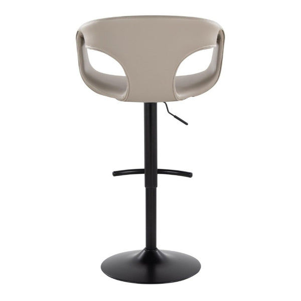 English Elm Contemporary Swivel Barstools with Grey PU Leather Seat and Black Metal Frame Set of 2 B202S02318