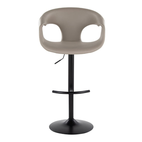 English Elm Contemporary Swivel Barstools with Grey PU Leather Seat and Black Metal Frame Set of 2 B202S02318