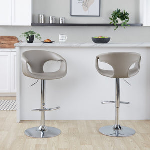 English Elm Contemporary Adjustable Swivel Barstools Faux Leather Cushioned Chrome Base Set of 2 B202S02319