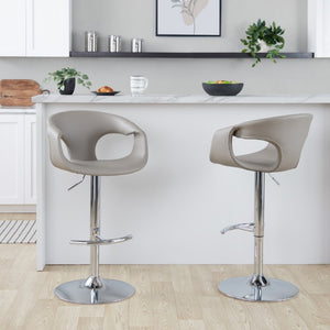 English Elm Contemporary Adjustable Swivel Barstools Faux Leather Cushioned Chrome Base Set of 2 B202S02319