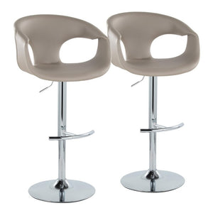 English Elm Contemporary Adjustable Swivel Barstools Faux Leather Cushioned Chrome Base Set of 2 B202S02319