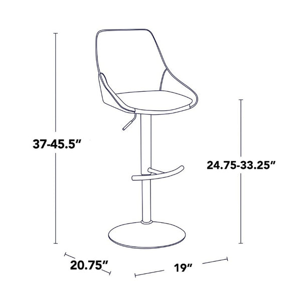 English Elm Contemporary Glam Adjustable Barstool Set Gold Metal Base Swivel Faux Leather Seat B202S02320