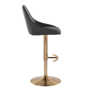 English Elm Contemporary Glam Adjustable Barstool Set Gold Metal Base Swivel Faux Leather Seat B202S02320