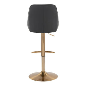 English Elm Contemporary Glam Adjustable Barstool Set Gold Metal Base Swivel Faux Leather Seat B202S02320